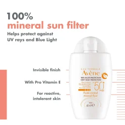 Avène Suncare Very High Protection Mineral Fluid SPF50+ 40ml Hot