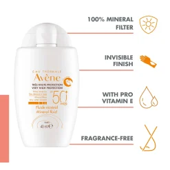 Avène Suncare Very High Protection Mineral Fluid SPF50+ 40ml Hot
