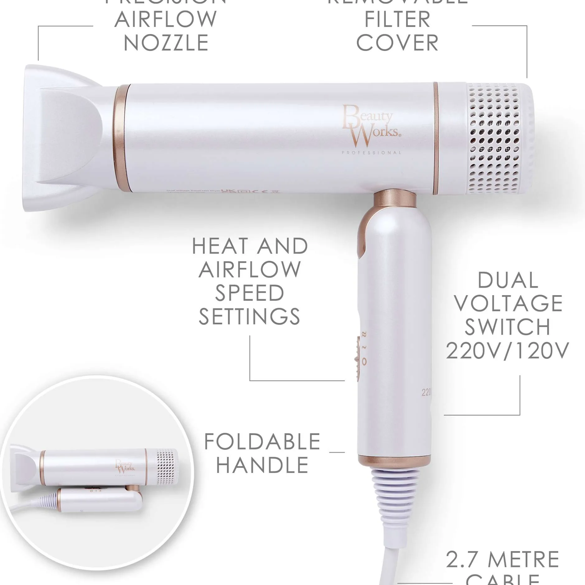 Beauty Works Styling Tools Aeris Travel Hair Dryer Best