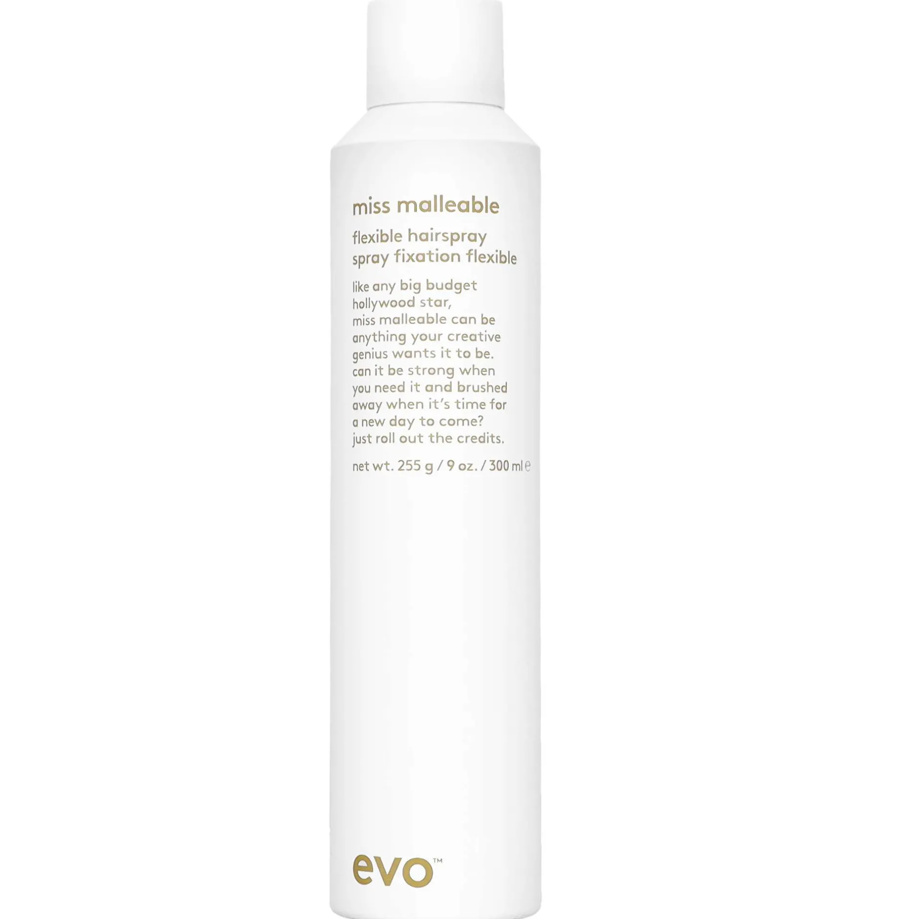 evo Hair Style Miss malleable Flexible Hairspray 300ml Outlet