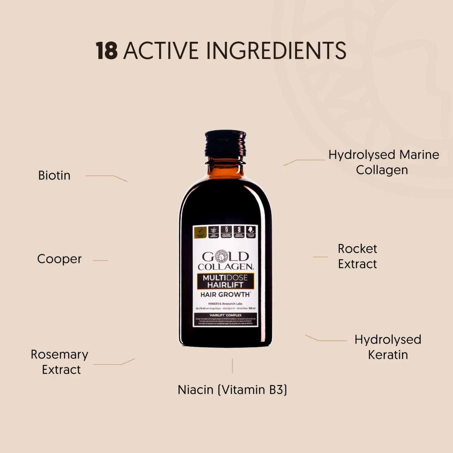 Gold Collagen Liquid Supplement Hair Growth Liquid Supplement 20 x 15ml Discount