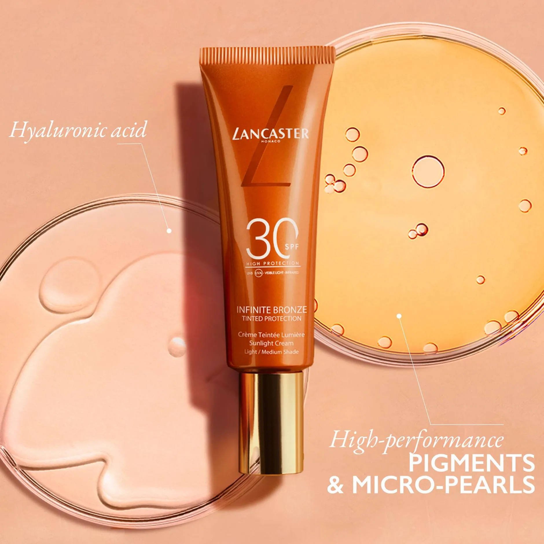 Lancaster Infinite Bronze Tinted Protection Sunlight Cream SPF30 Medium/Dark Shade 50ml Hot