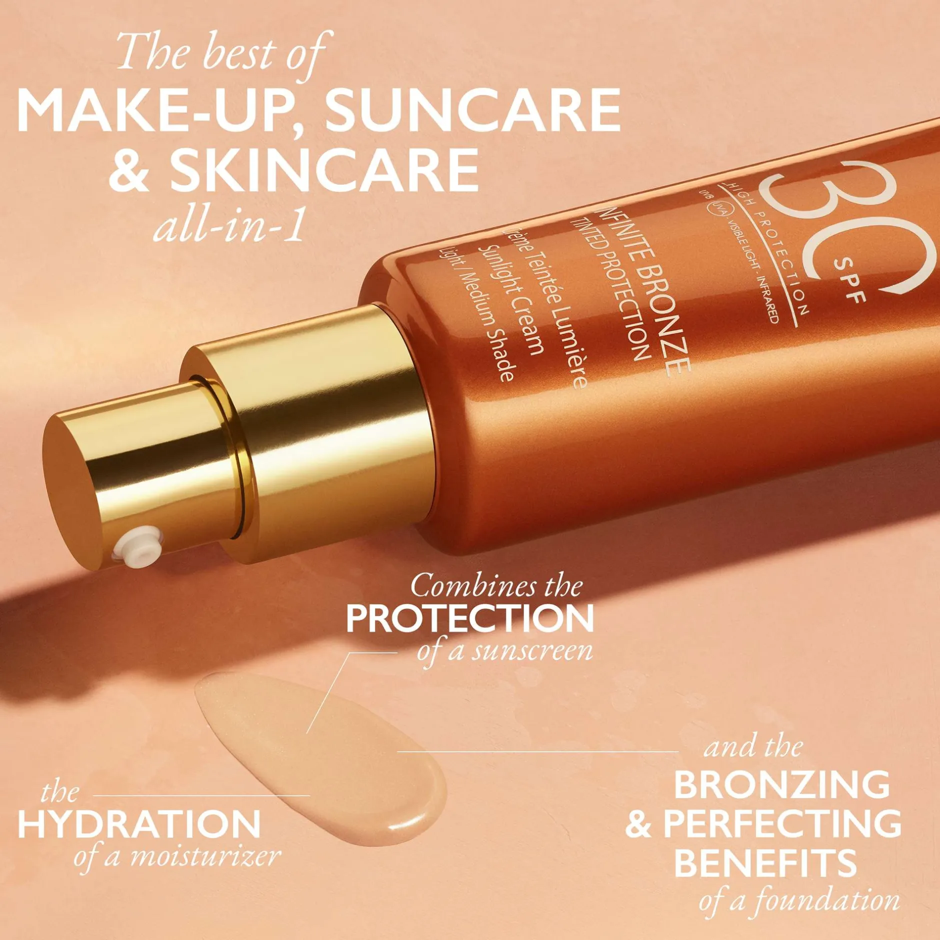Lancaster Infinite Bronze Tinted Protection Sunlight Cream SPF30 Medium/Dark Shade 50ml Hot