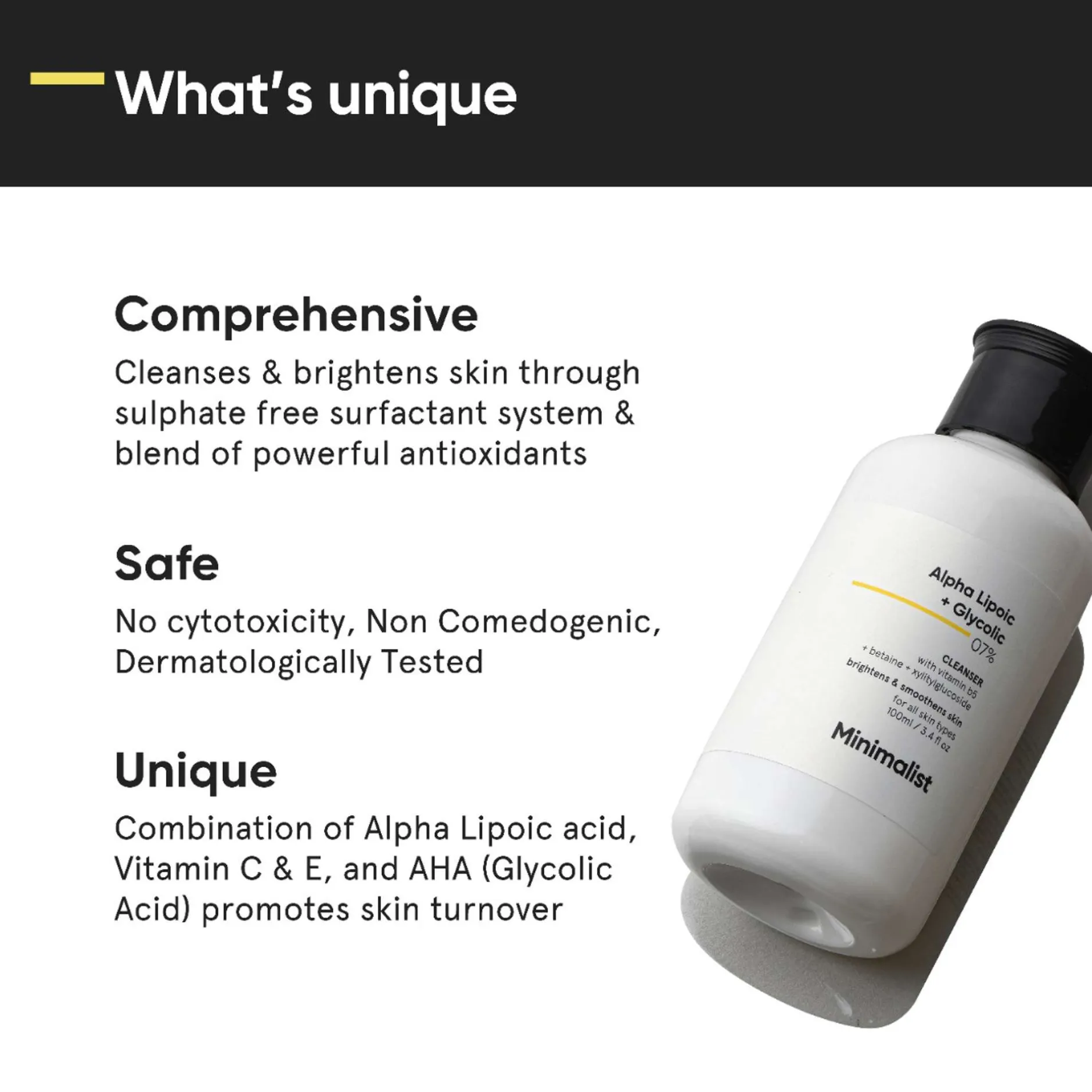 Minimalist Skin Care Alpha Lipoic + Glycolic 07% Cleanser 100ml Hot