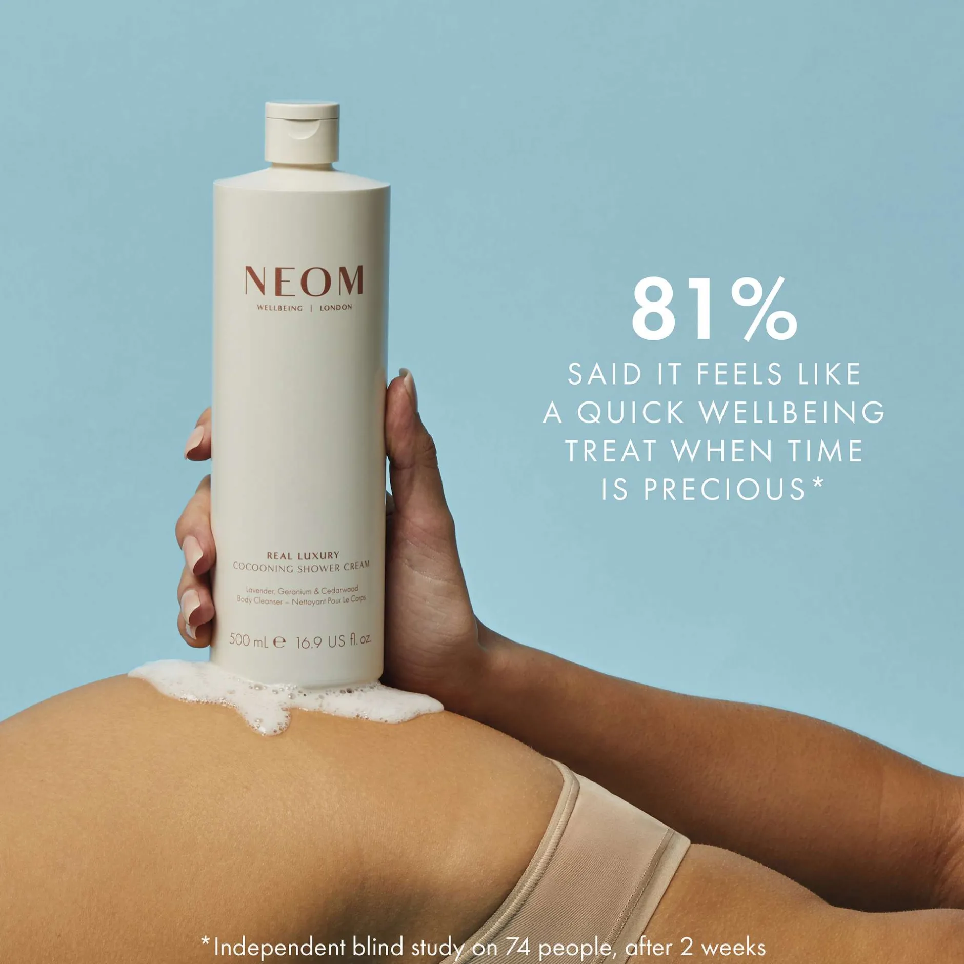 Neom Wellbeing London Scent To De-Stress Real Luxury Cocooning Shower Cream 50ml Hot