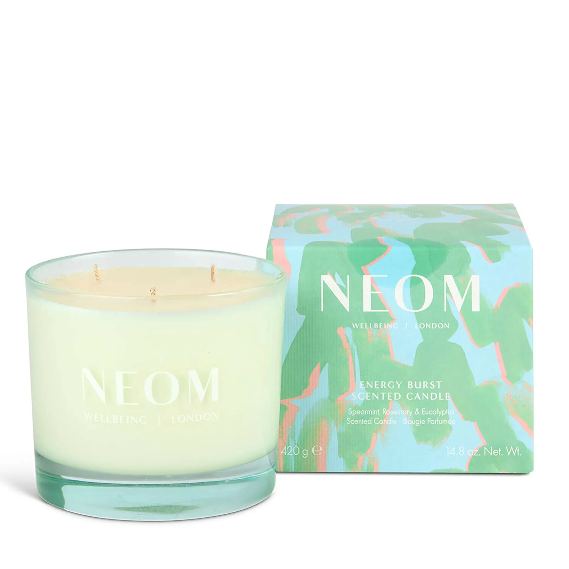 Neom Wellbeing London Summer Scenting Energy Burst 3 Wick Candle 420g Clearance