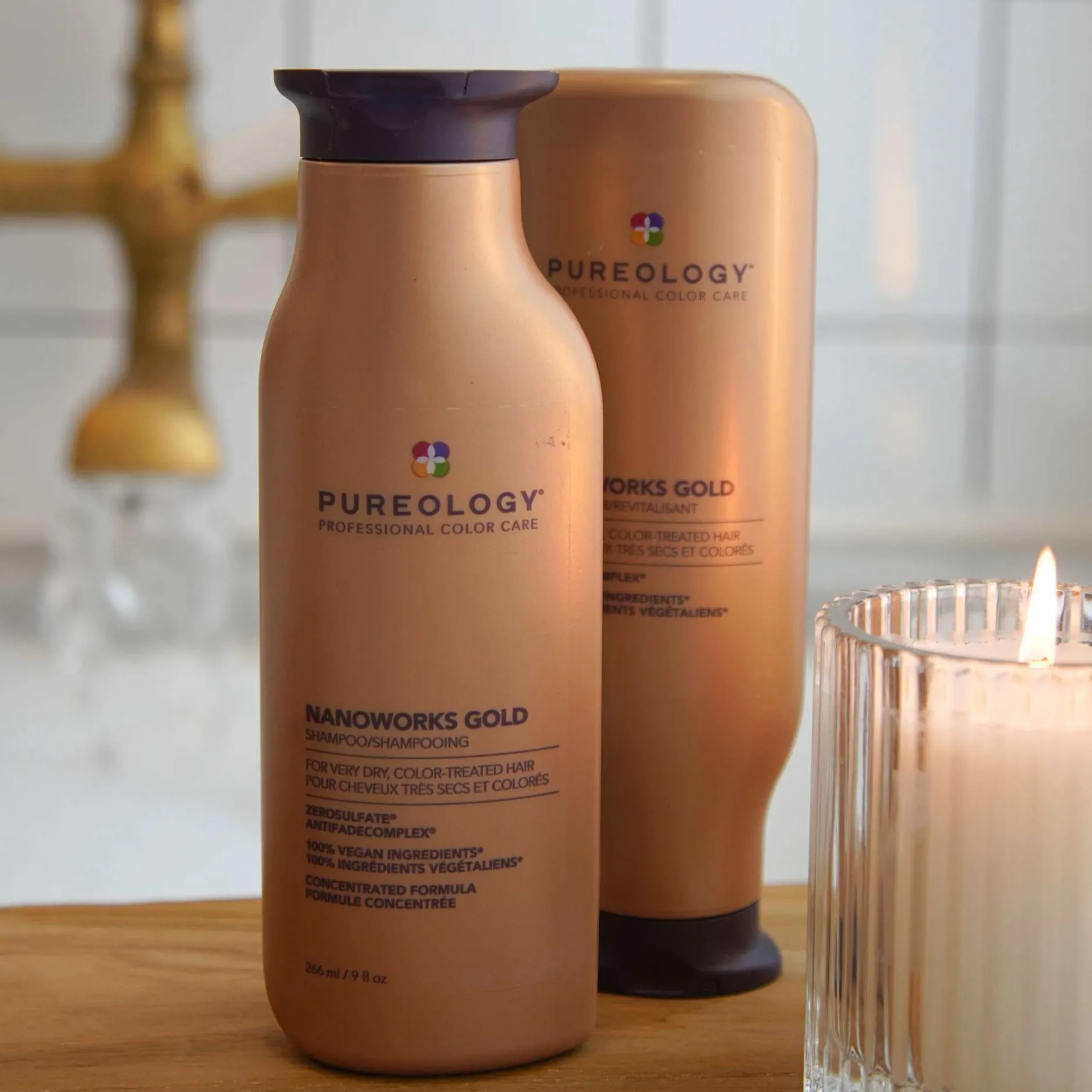 Pureology Nanoworks Gold Conditioner, For Dry Tired Colour-Treated Hair, Restores Shine 266ml