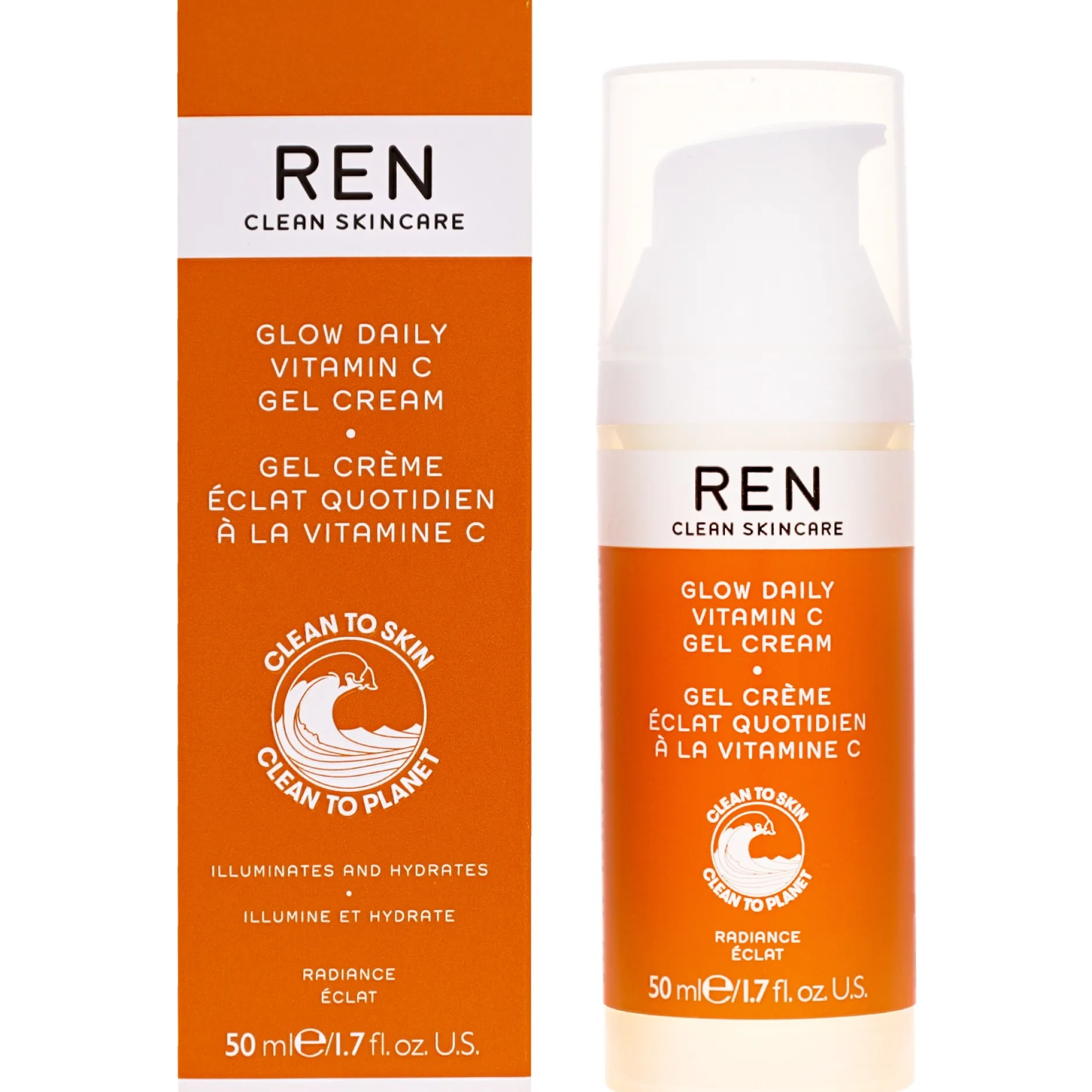 REN Clean Skincare Face Radiance Glow Daily Vitamin C Gel-Cream 50ml / 1.7 fl.oz. Hot