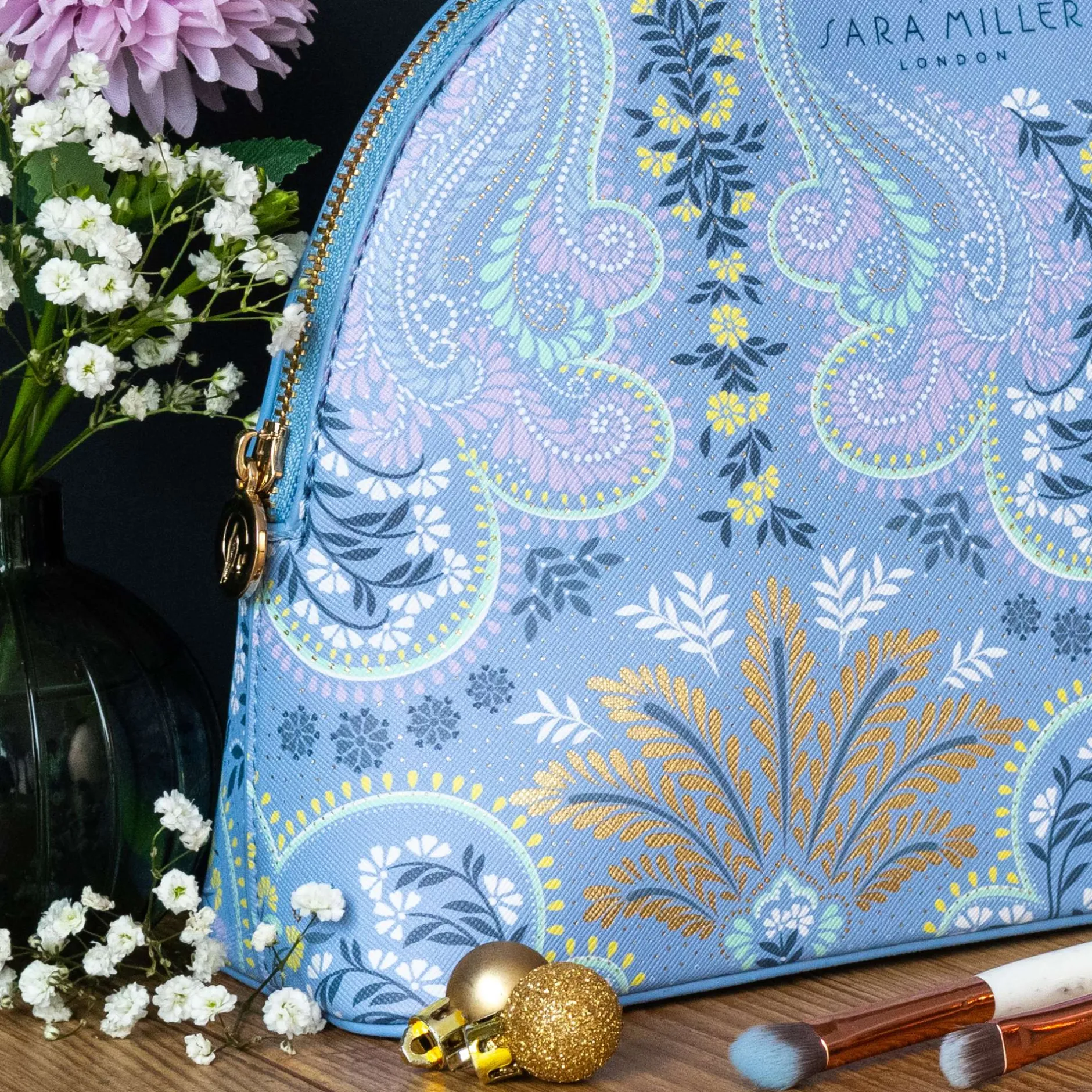Sara Miller London Savannah Large Cosmetic Bag Blue Sale