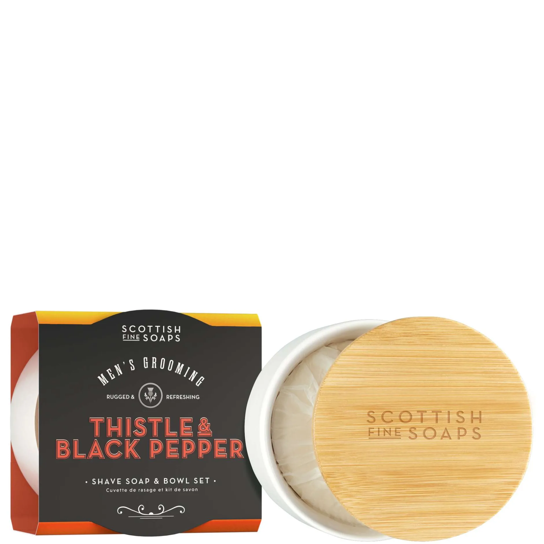 Scottish Fine Soaps Company Thistle & Black Pepper Shave Soap & Bowl Set 100g Online