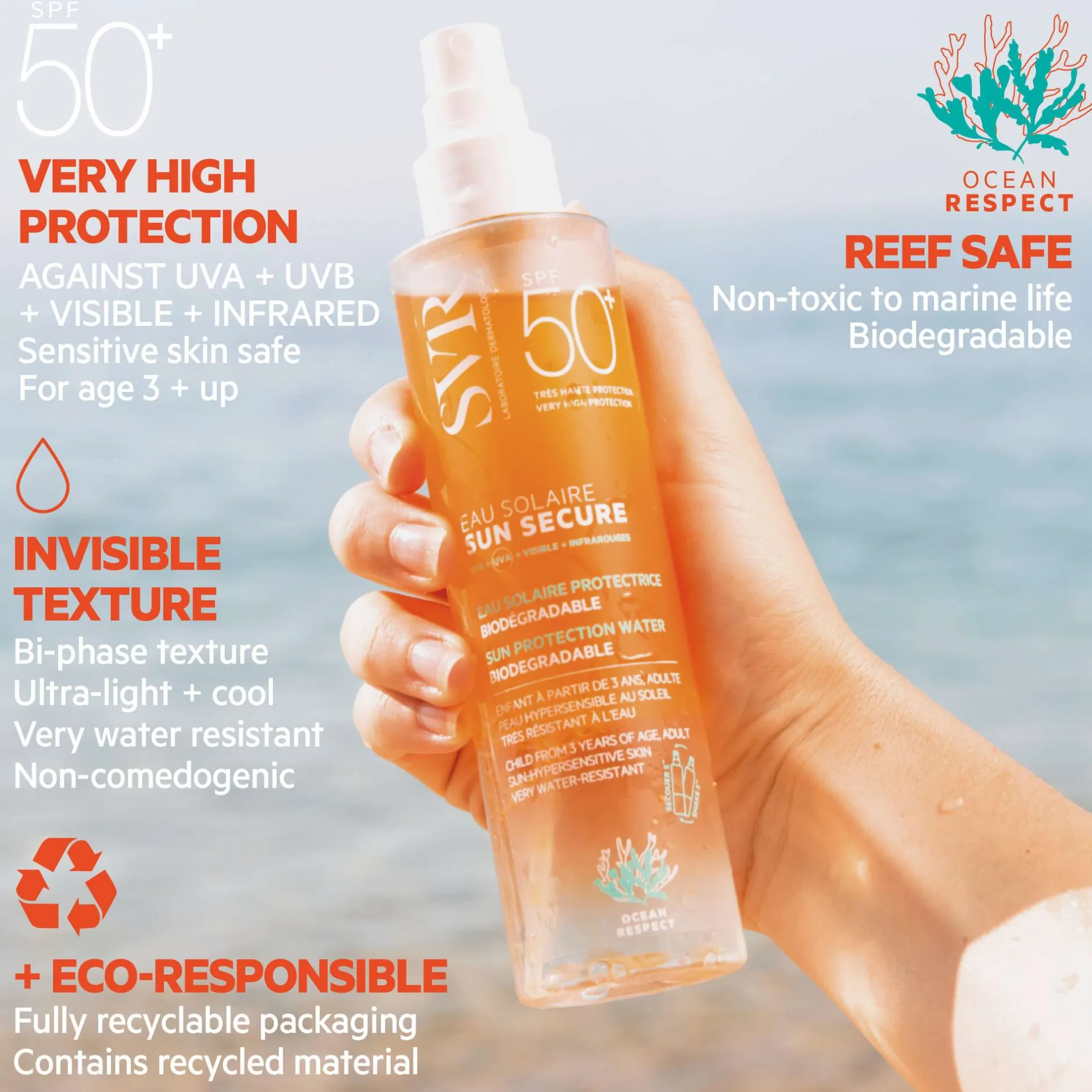 SVR Sun Secure Eau Solaire SPF50+ Ultra-Light and Invisible 200ml Online